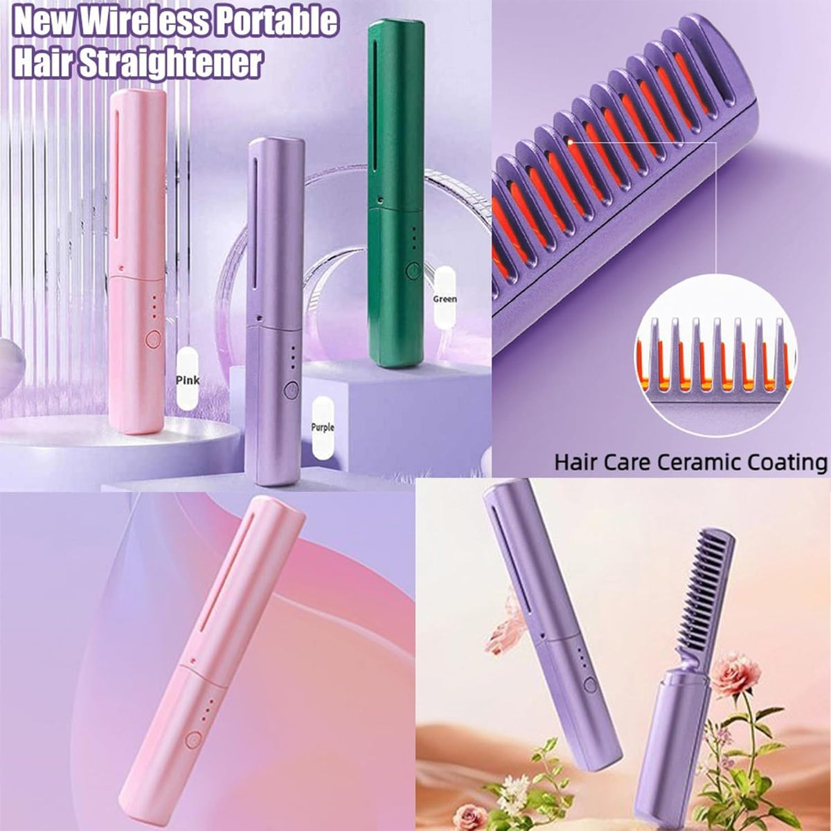 Portable Rechargeable Hair Straightener Comb