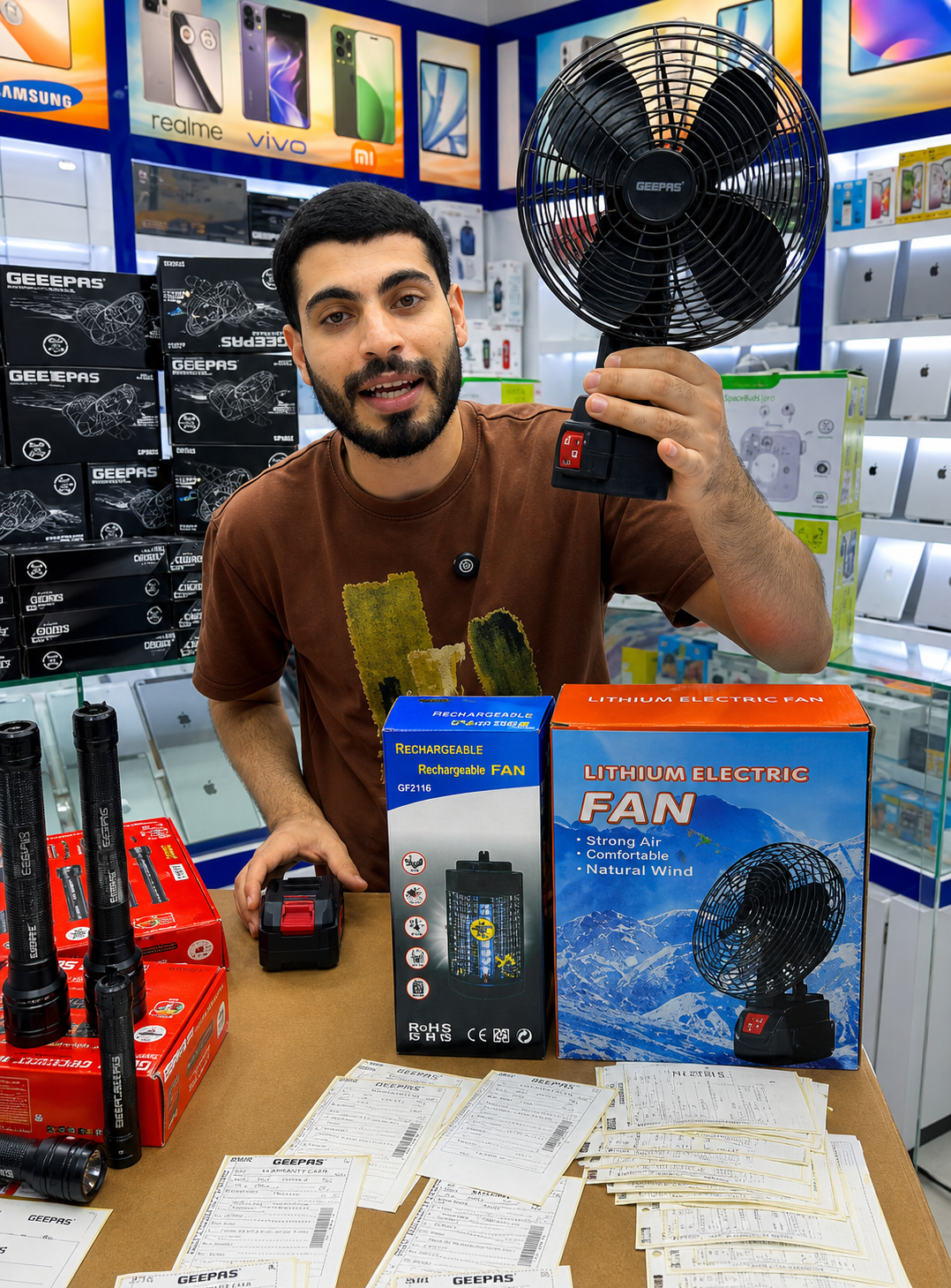3-in-1 Rechargeable Combo – Fan, Mosquito Killer & Flashlight